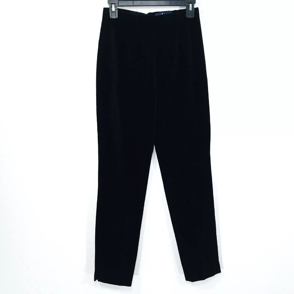 Vtg Polo Ralph Lauren Women's Black Velvet Pants Sz 6 Fitted Tapered Ankle Zip